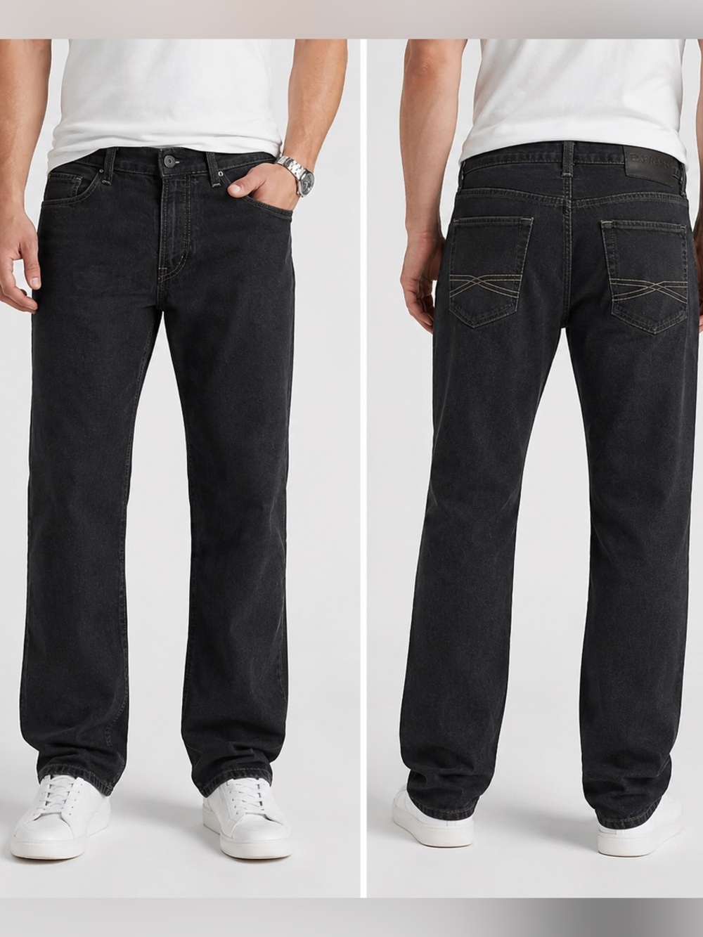 Express Kingston Classic Fit Straight Leg Black Jeans Men’s 36x34 Dark Wash